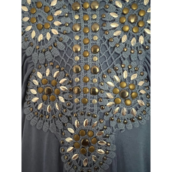 Style&co. Blue Ombre Beaded Crochet Rayon Tank Tunic Top Size 1X Asymmetric Hem - Picture 5 of 10